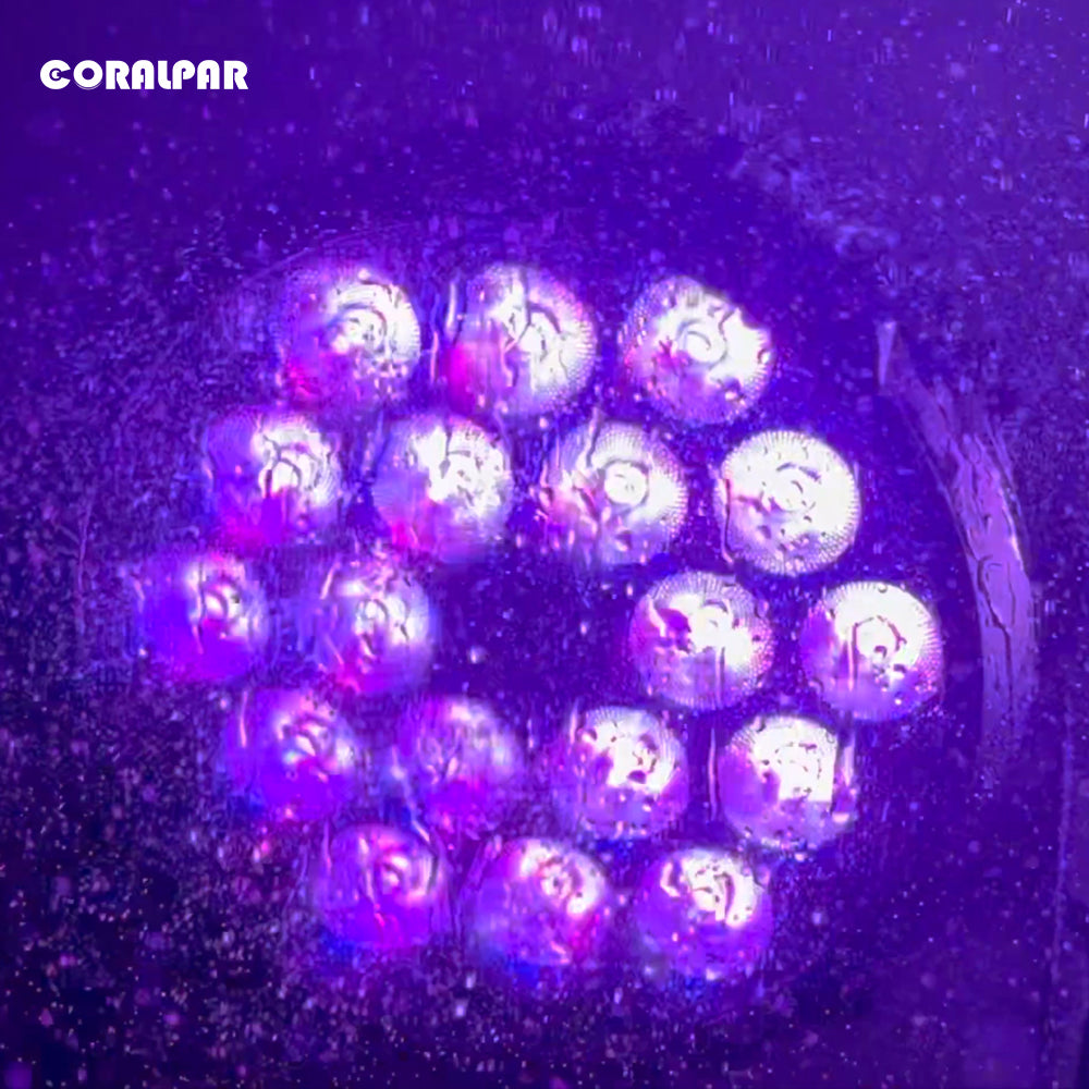 CoralPar New Waterproof Aluminum alloy LED Flat Par 18x12W RGBWA+UV Lighting Selected touchscreens with RDM function