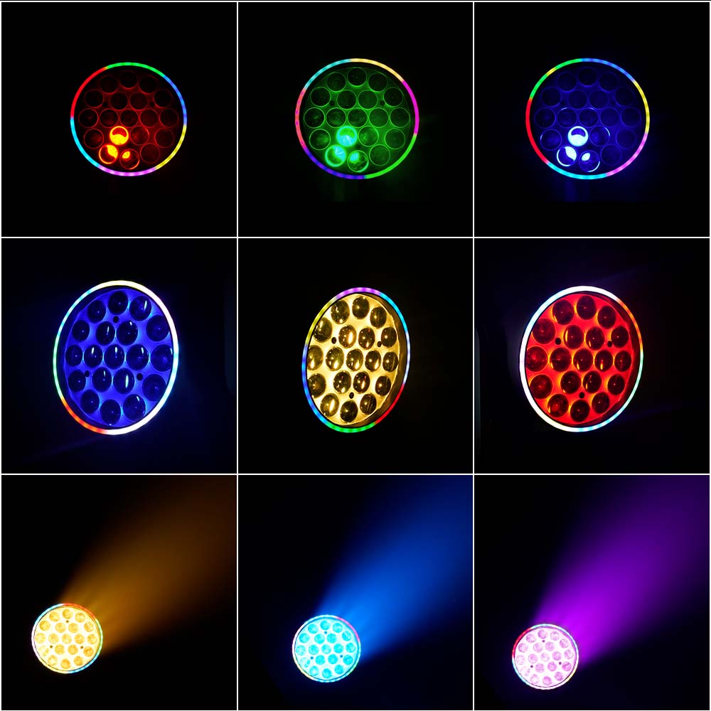 Shehds Cabezal móvil LED de 19 x 15 W, 20 W y 25 W, haz de luz con zoom y lavado, iluminación de escenario