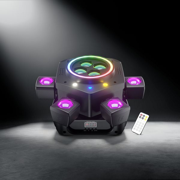 SHEHDS 2/3/4/6 Arms LED Beam Moving Head Lights 50W/80W/100W/120W RGBW Stage Lighting with Wireless Remote Control for Party Bar DJs
