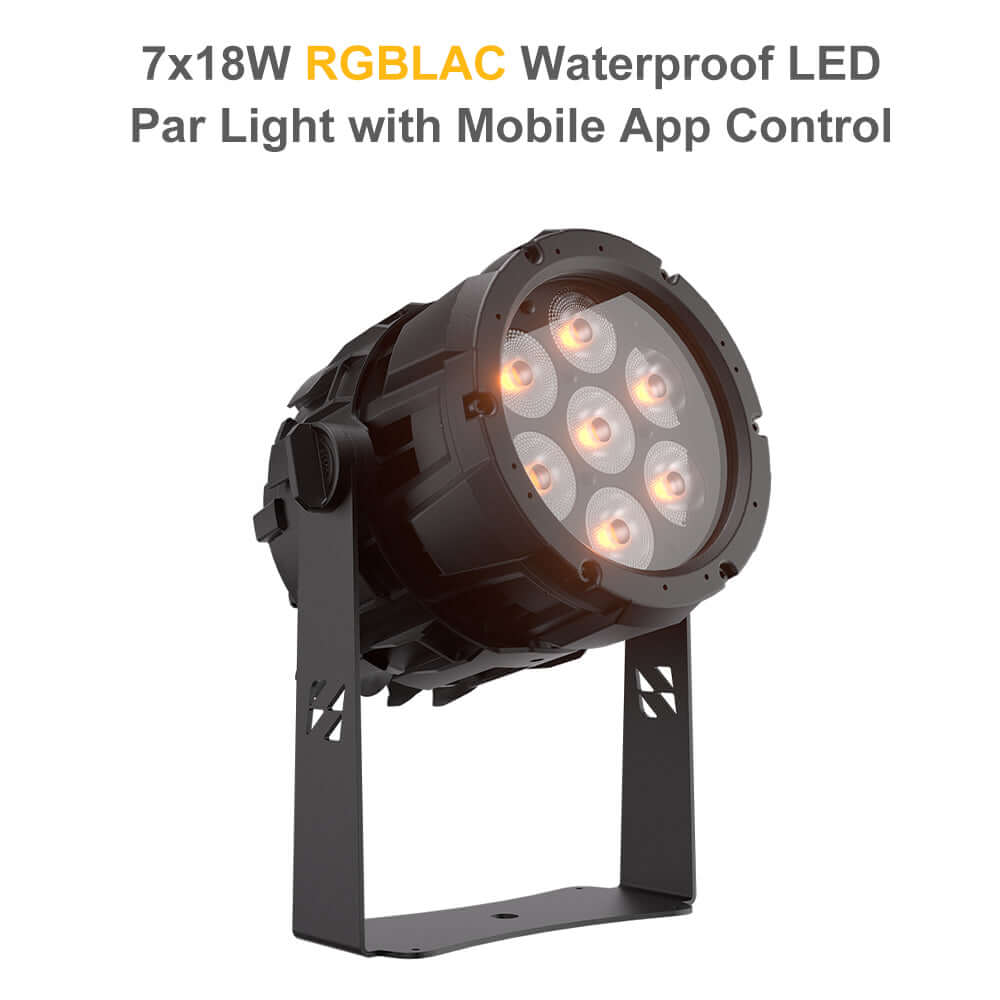 SHEHDS Waterproof 7x18W Linkable LED Par Light APP Control RGBWA+UV / RGBLAC Stage Light