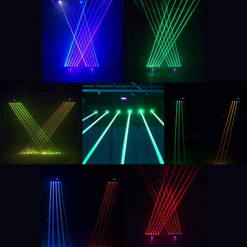 Laser Moving Head 3000mW RGB 3in1 DMX Scanner Laser Licht 6 Kopf Voller Farbe Für Party Disco DJ Bar 