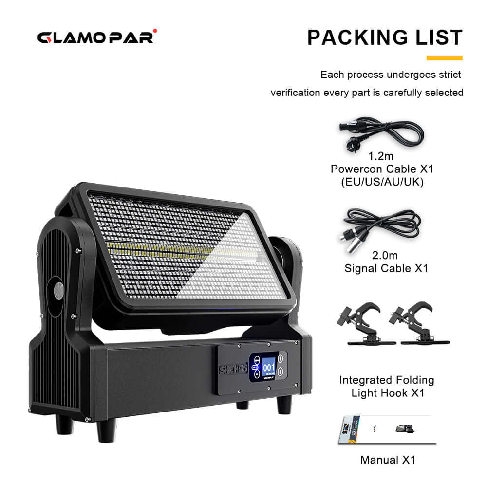 GLAMOPAR Waterproof LED 1000W RGB Strobe Moving  Head Lighting