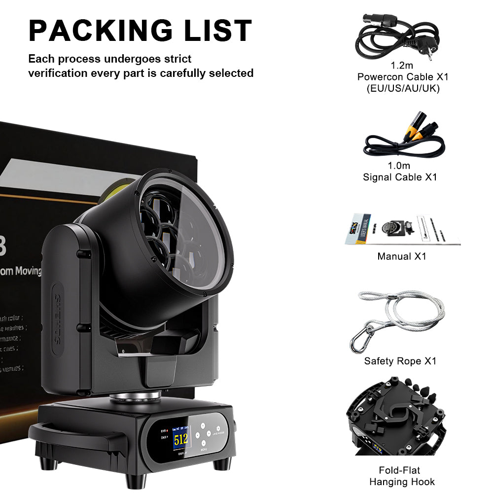 JMS WEBB Waterproof 7x40W Bee Eye Moving Head Light RGBW/RGBL/RGBLAC Zoom Wash Stage Lighting