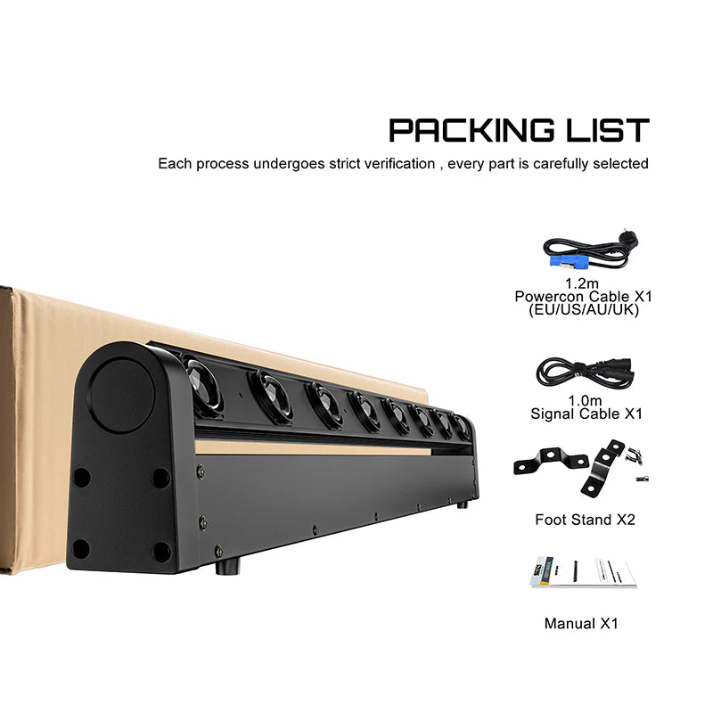 SHEHDS Stage Lighting Package – 200W RGB Strobe + 230W 7R Beam + 8x12W & 19x15W Moving Heads