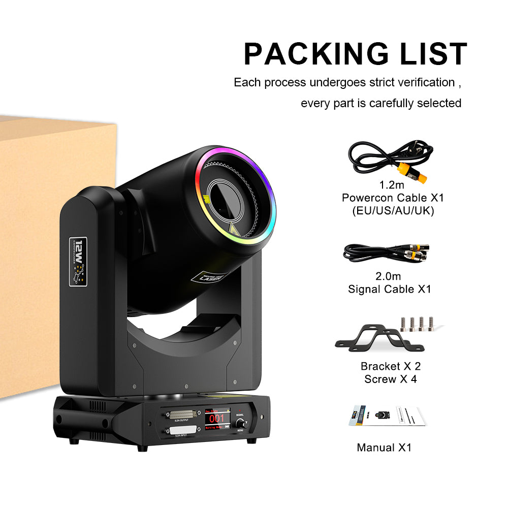 Luz láser con cabezal móvil Constellaser 12W con efecto de anillo para bares, conciertos, calles peatonales 
