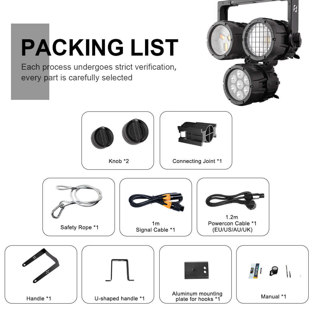 SHEHDS Waterproof 150W RGBLAC COB Linkable Par Light with App Control