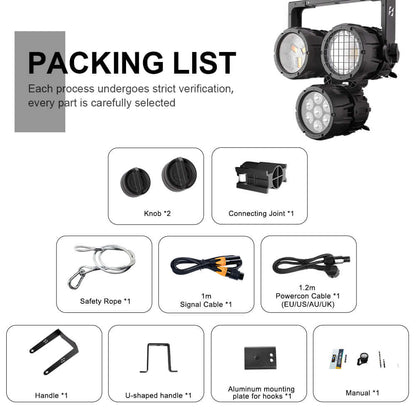 SHEHDS Waterproof 150W RGBLAC COB Linkable Par Light with App Control
