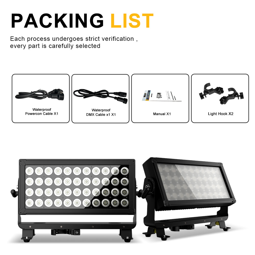 ShockCore Waterproof LED 44x10W RGBW Flood Light-Frost Lens Zero Noise Outdoor