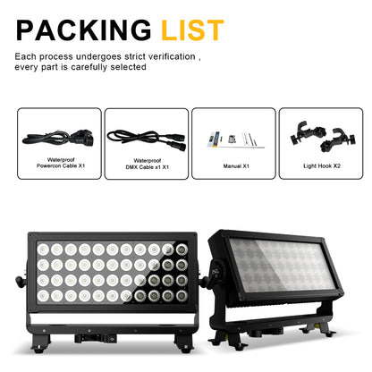 ShockCore Waterproof LED 44x10W RGBW Flood Light-Frost Lens Zero Noise Outdoor