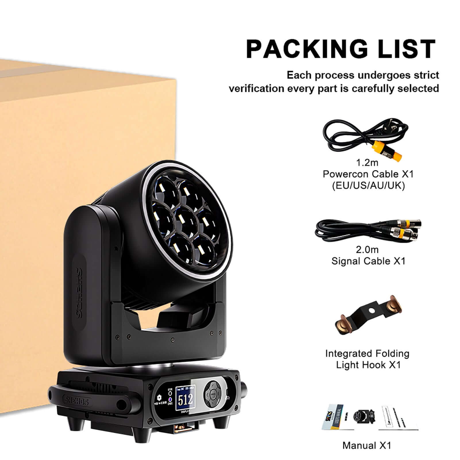 SHEHDS 7x40W Bee Eye Bewegende kopverlichting met zoom en washfunctie,
