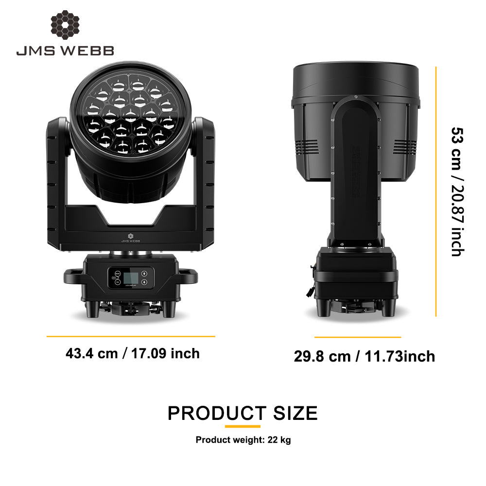 New Arrival 19x40W Waterproof LED Zoom Beam Wash Light with RGBW Outdoor For Concert Performance Festival Theater JMS WEBB