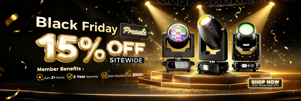 SHEHDS Black Friday sale on moving head and LED stage lights