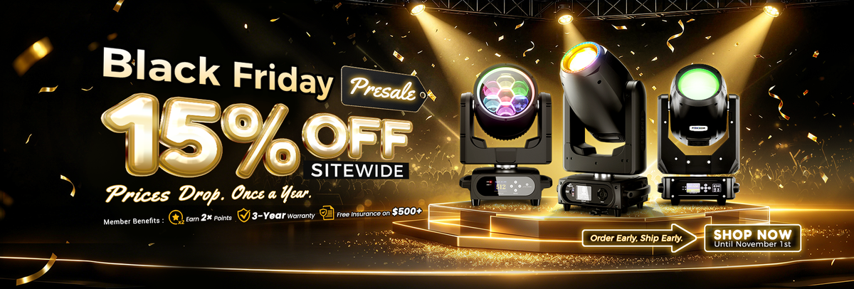 SHEHDS Black Friday sale on moving head and LED stage lights