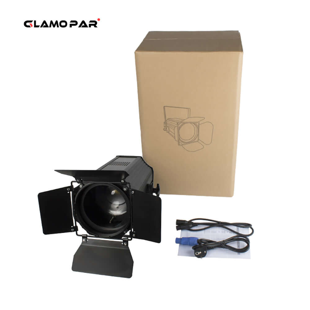 GLAMOPAR（With Barndoors）Two-tone LED 200W COB Zoom Par Light Warm/ Cool White Lighting Stage Light