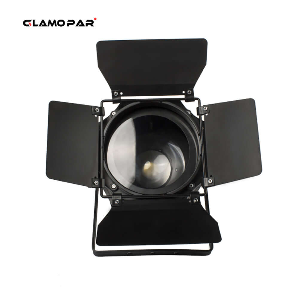 GLAMOPAR（With Barndoors）Two-tone LED 200W COB Zoom Par Light Warm/ Cool White Lighting Stage Light