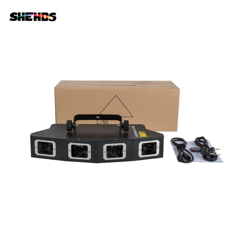 SHEHDS Laser Bar DMX 3D 4 Head RGB GOBO Scanner Line Disco DJ Projector Stage Effect Laser Light