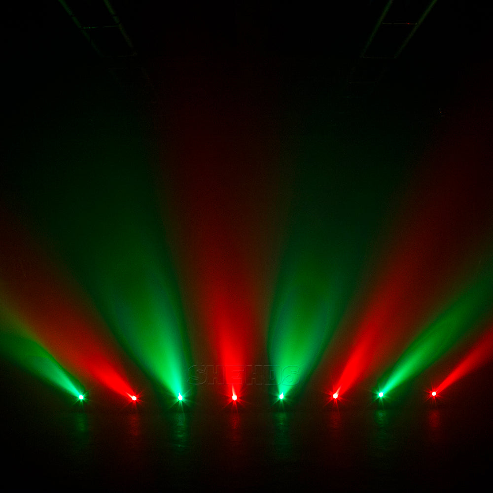SHEHDS 8 Eye Moving Head Light 8x500mW Red Laser with LED Bar Lyre 8x9W RGB Beam Stage Lighting Effect DJ Disco Wedding Show