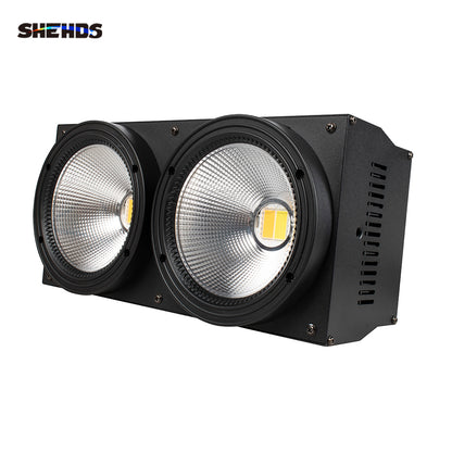SHEHDS 2eyes 200W LED COB Blinder Cool White + Warm White Lighting for Church Theater Performance Stage