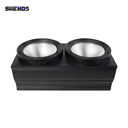 SHEHDS 2eyes 200W LED COB Blinder Cool White + Warm White Lighting for Church Theater Performance Stage
