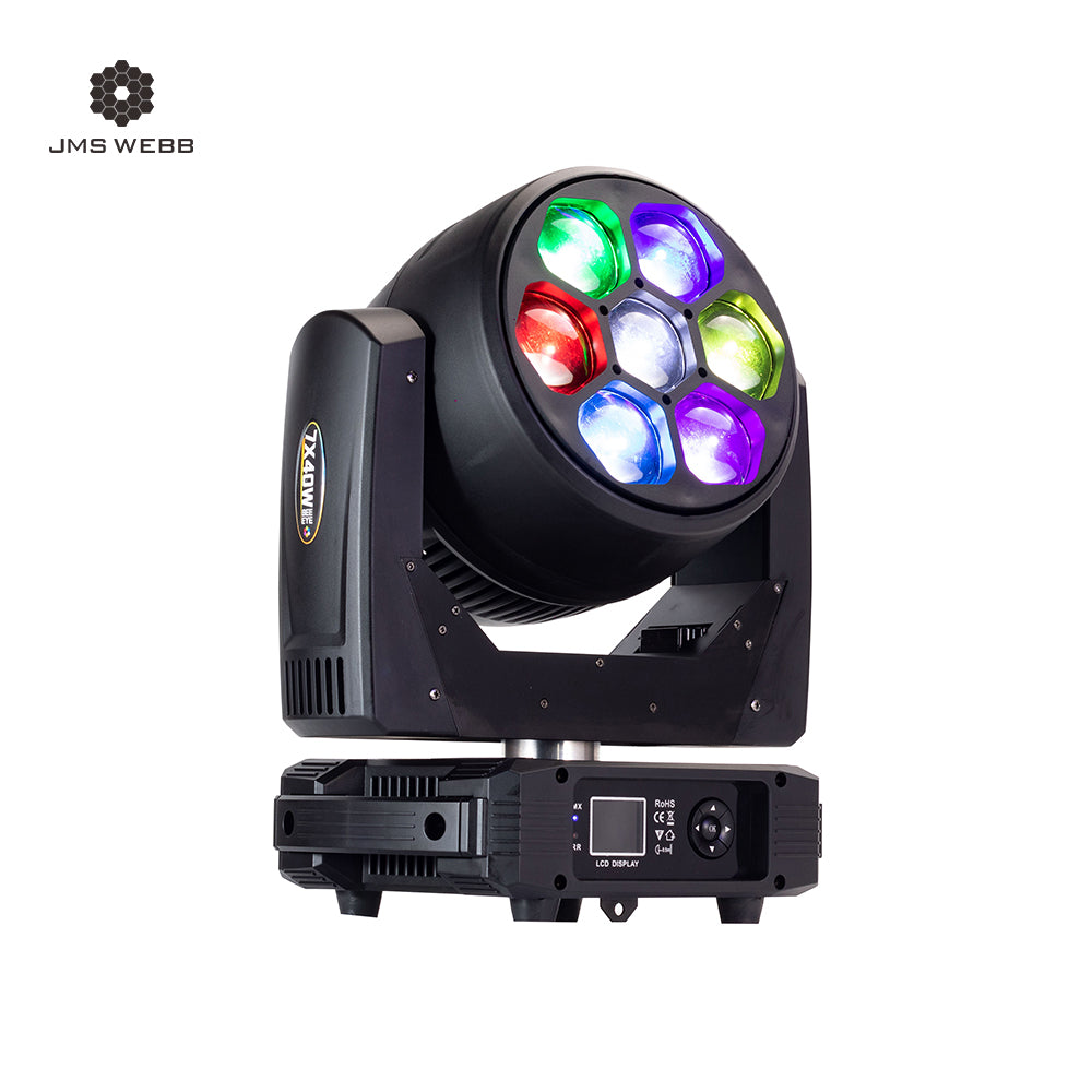 JMS WEBB LED faisceau et lavage grand oeil d'abeille 7x40w tête mobile pour boîte de nuit DJ Club discothèque scène