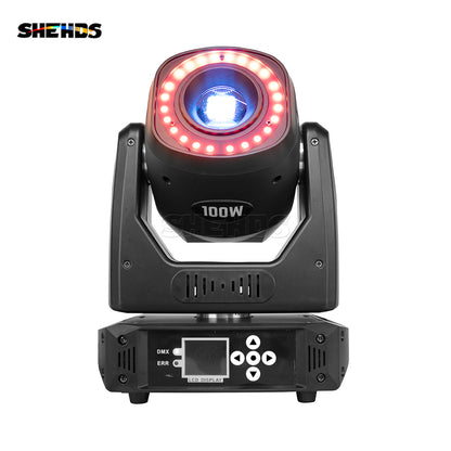 (6-Prisma) LED Spot 100W Luzes Gobo com anel LED e display LCD Moving Head Stage Effect Lighting DJ Disco