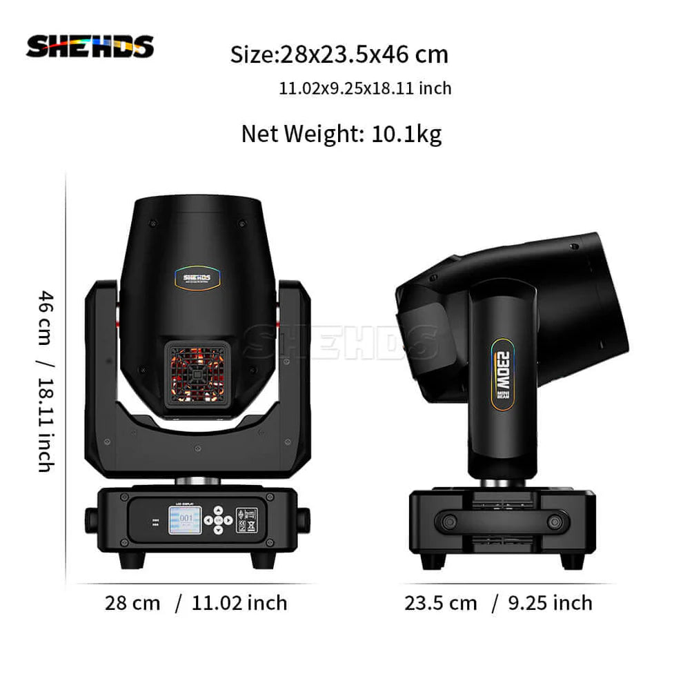 SHEHDS Stage Lighting Package – 200W RGB Strobe + 230W 7R Beam + 8x12W & 19x15W Moving Heads