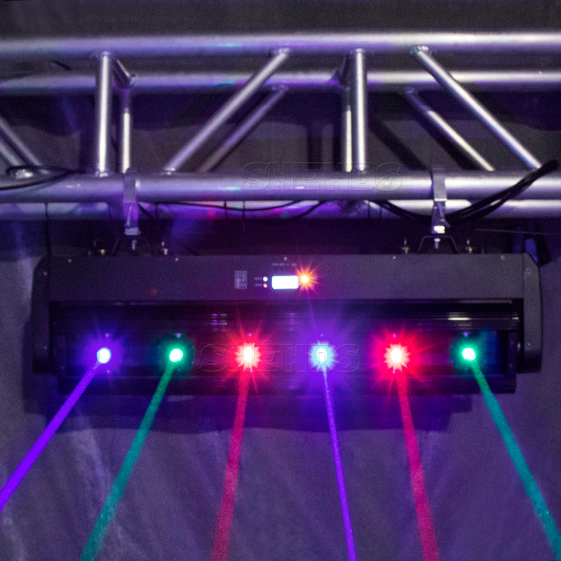 Лазерная движущаяся полоса 6x500 МВт, 6 глаз, RGB, сценический эффект, луч, движущаяся голова, DJ-вечеринка, дискотека, свадьба, сцена