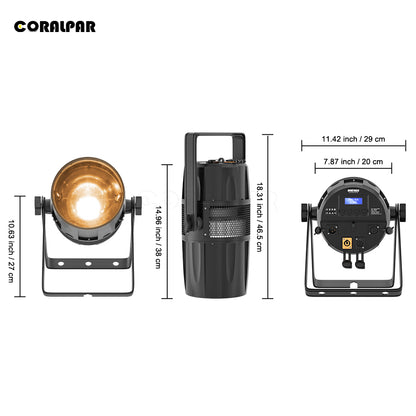 Waterproof LED Zoom&Wash COB Par 300W Warm White Light（IP65）Linear Focus CORALPAR
