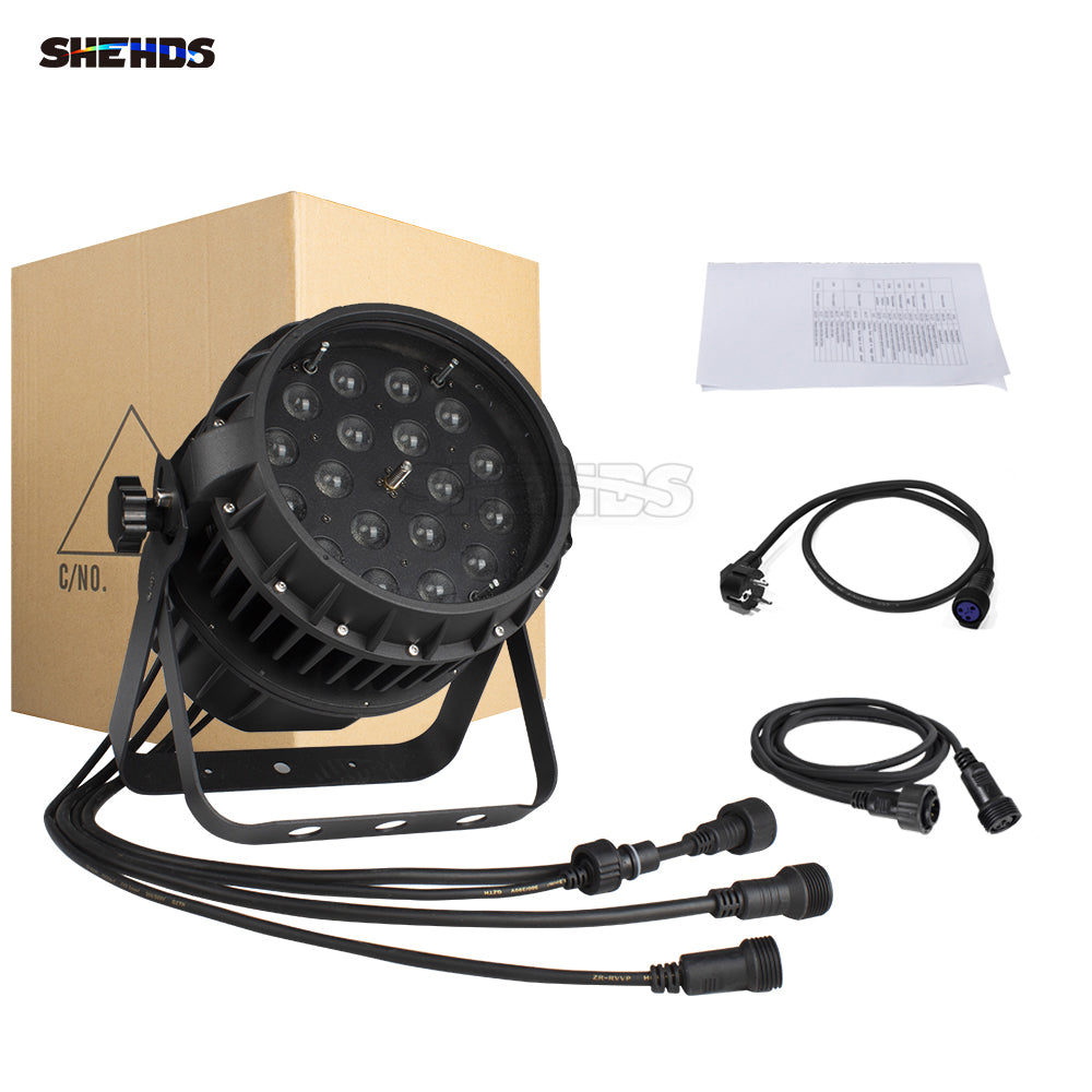 SHEHDS IP65 Waterproof LED Zoom Par Light 18x18W 6in1 RGBWA+UV Outdoor Performace Stage DJ Club