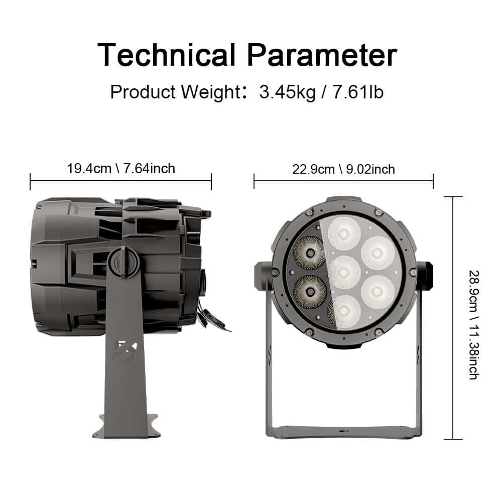 SHEHDS Waterproof 7x18W Linkable LED Par Light APP Control RGBWA+UV / RGBLAC Stage Light