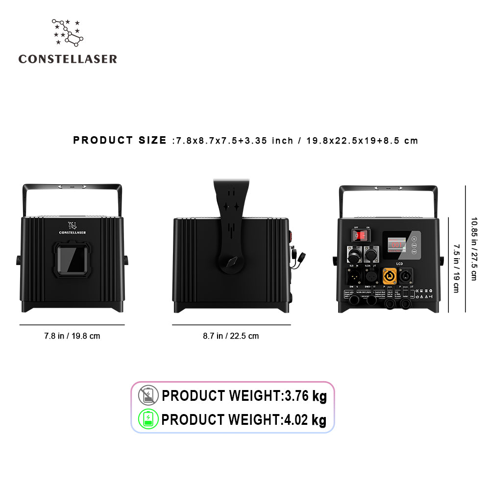 ConstelLaser impermeable 6W RGB animación luz láser recargable carcasa de una pieza pantallas táctiles
