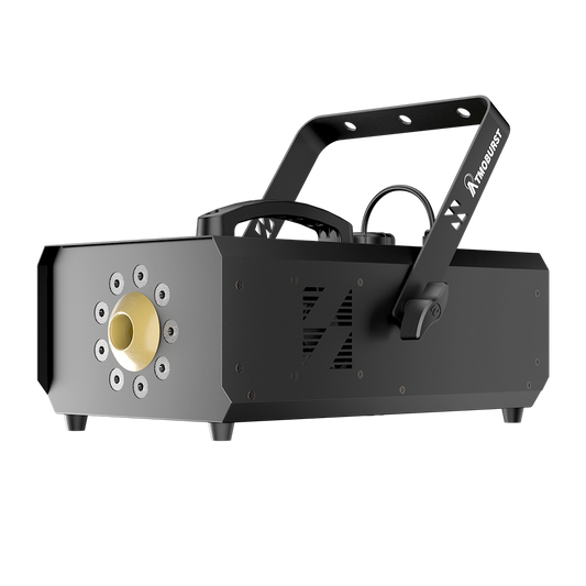 SHEHDS 1500W RGB LED Fog Machine with 9x3W Lights DMX & Remote Control Fog Effect Machine for Stage Shows Weddings