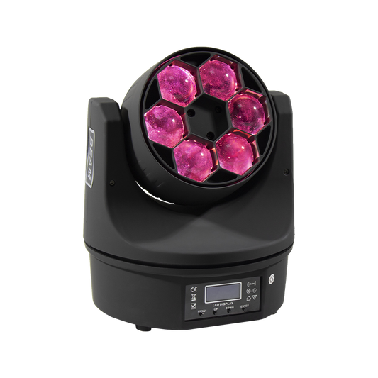 Faisceau LED + lavage 6x15W RGBW 4 en 1, lumière à tête mobile pour les yeux des abeilles