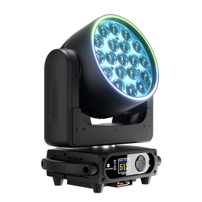 Shehds Cabezal móvil LED de 19 x 15 W, 20 W y 25 W, haz de luz con zoom y lavado, iluminación de escenario